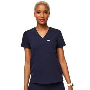 FIGS Navy Blue Catarina One-Pocket Scrub Top Short Sleeve Women's Large